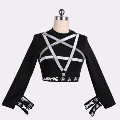 Sexy Punk Pentagram Crop Top - The Black Ravens