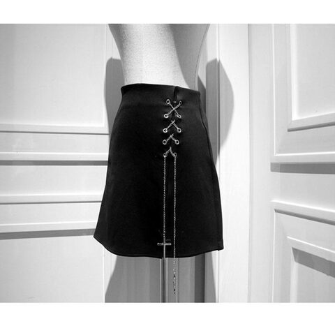 Sexy Punk Rock Lace Up Mini Skirt - The Black Ravens