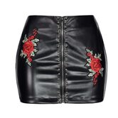 Sexy Red Rose Leather Skirt For Women - The Black Ravens