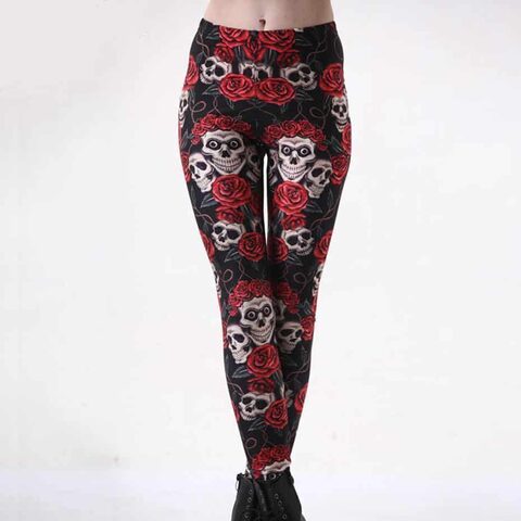 Sexy Red Skull Fitness Leggings - The Black Ravens
