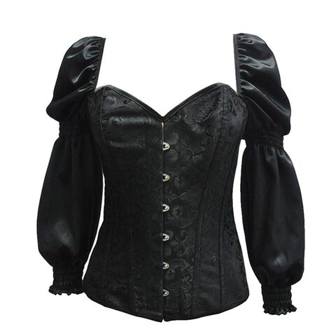 Sexy Sleeved Black Steampunk Vintage Corset For Women - The Black Ravens