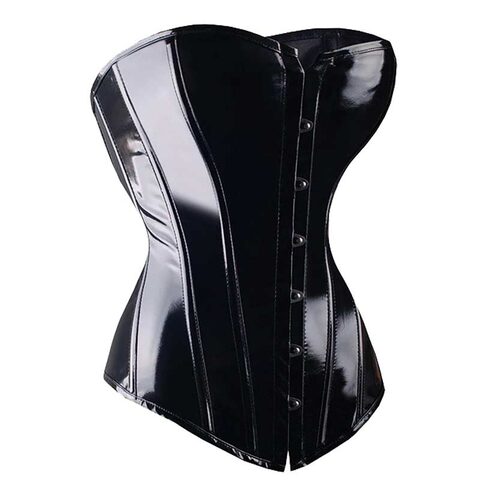 Sexy Wet Look Body Shaper Overbust Corset - The Black Ravens