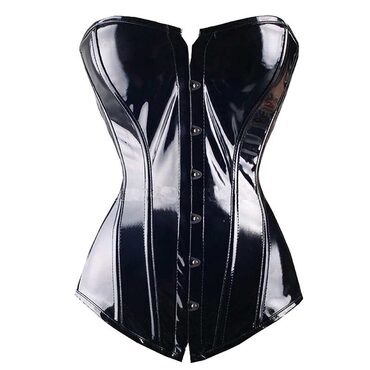 Sexy Wet Look Body Shaper Overbust Corset - The Black Ravens