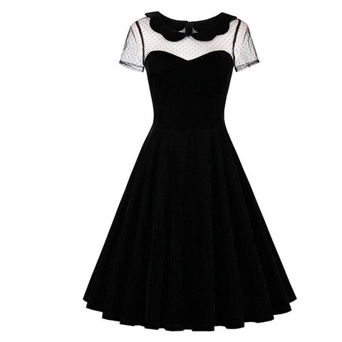 Sexy Women's Open Collar Dark Dress - The Black Ravens