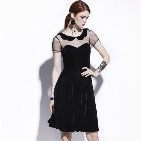 Sexy Women's Open Collar Dark Dress - The Black Ravens