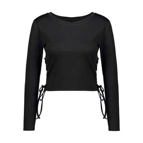 Short Tassel Long Sleeve Black Tops - The Black Ravens