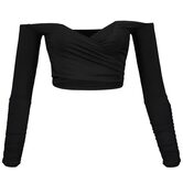 Short V-Neck Long Sleeved Gothic Crop Top - The Black Ravens