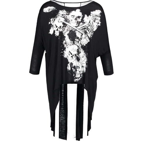 Skull and Bones Print Baggy Tops For Women - The Black Ravens