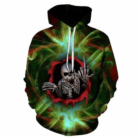 Smokey Green Swearing Skeleton Hoodies - The Black Ravens