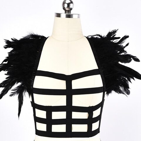 Square Pattern Elastic Bust Cage - The Black Ravens