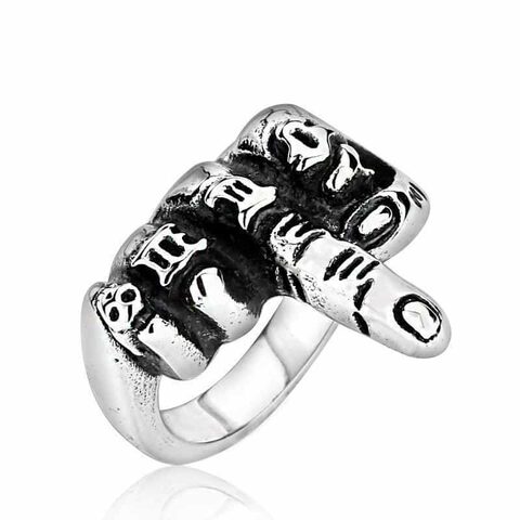 Stainless Steel Middle Finger Ring - The Black Ravens