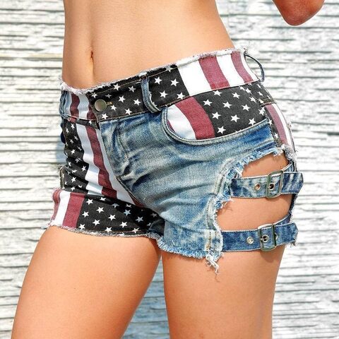 Star Spangled Ladies' Ripped Denim Shorts - The Black Ravens