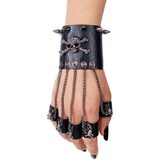 Studded Skull Leather Finger Gloves - The Black Ravens