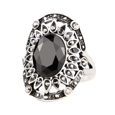 Stunning Gemstone Classic Style Ring With Crystals - The Black Ravens