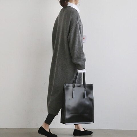 Stylish and Cozy Knitted Office Dress - The Black Ravens