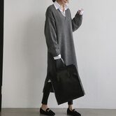 Stylish and Cozy Knitted Office Dress - The Black Ravens