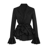 Stylish Lace-Up Bowknot Office Coat - The Black Ravens