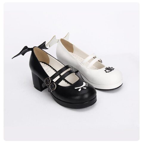 The Devil and Angels Eye Winged Lolita Shoes - The Black Ravens