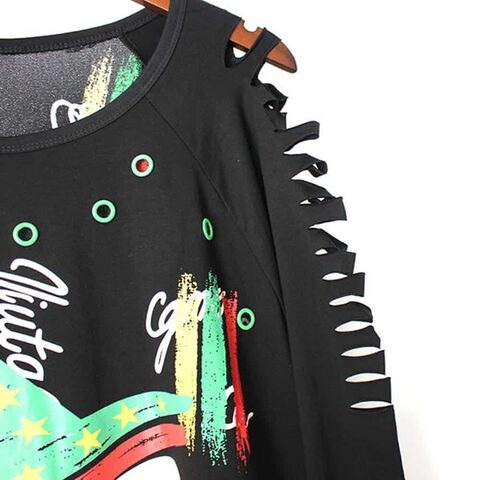 Trendy Loose Ladies' Graffiti Top - The Black Ravens