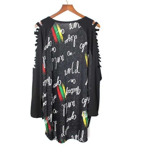Trendy Loose Ladies' Graffiti Top - The Black Ravens