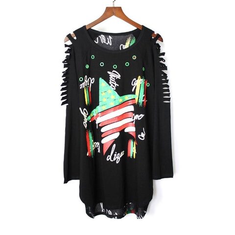 Trendy Loose Ladies' Graffiti Top - The Black Ravens