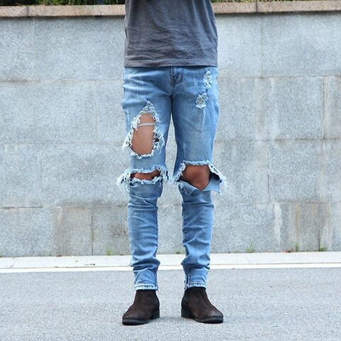 Urban Men's Ripped Zipper Jeans For Men - The Black Ravens