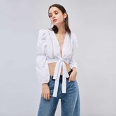 Vintage Hollow Chest Short Blouse - The Black Ravens