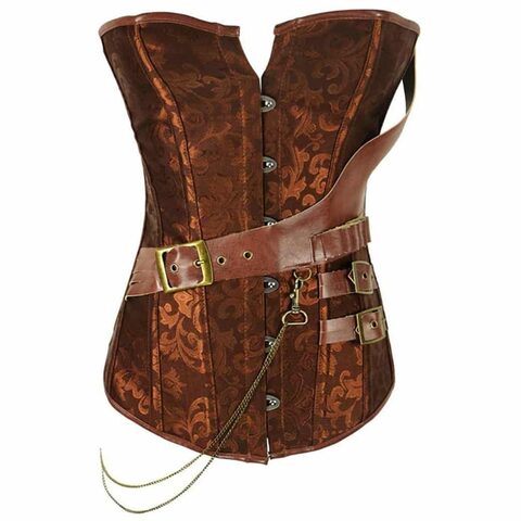 Vintage Traditional Look Brown Steampunk Shapewear Corset - The Black Ravens