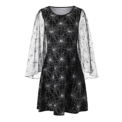 Witches' Spider Print Gothic Dress - The Black Ravens