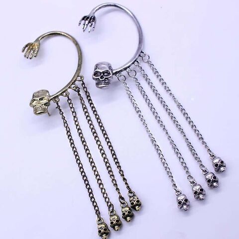Women's Alternative Gothic Skeleton Clip Earring Set - The Black Ravens