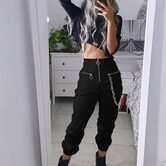 Women's Black Cargo Pants - The Black Ravens