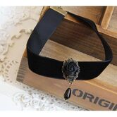 Women's Black Rose Collar Choker Pendants - The Black Ravens