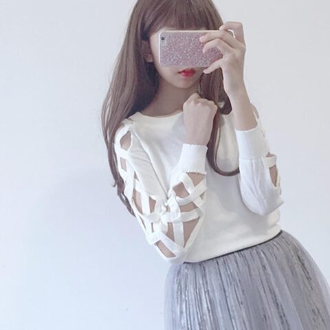 Women's Criss-Cross Sleeve Casual Top - The Black Ravens