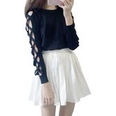 Women's Criss-Cross Sleeve Casual Top - The Black Ravens