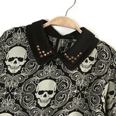 Women's Double-layer Skeleton Head Tops - The Black Ravens