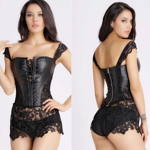 Women's Faux Leather Corsets - The Black Ravens