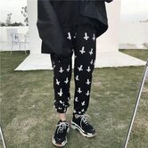 Women's Gothic Cross Printed Trousers - The Black Ravens