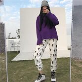 Women's Gothic Cross Printed Trousers - The Black Ravens