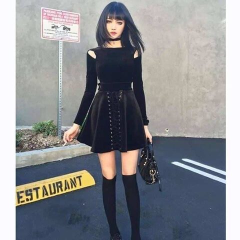 Women's Gothic Sexy Shoulder Top - The Black Ravens