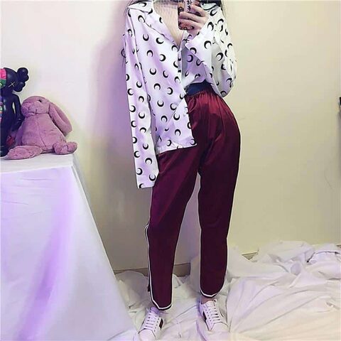 Women's Loose Moon Print Blouse - The Black Ravens