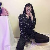 Women's Loose Moon Print Blouse - The Black Ravens