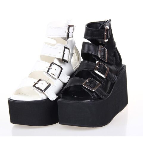 Women's Punk Rock Platform Wedges - The Black Ravens