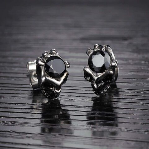 Women's Skeleton Head Rhinestone Earring - The Black Ravens