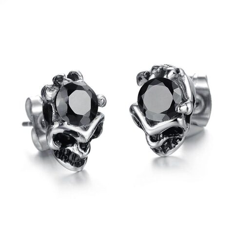 Women's Skeleton Head Rhinestone Earring - The Black Ravens
