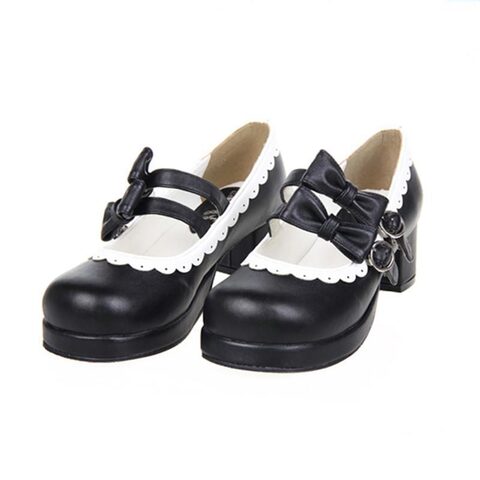 Women's Sweet Lolita Double Bow Shoes - The Black Ravens