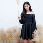 Women's Vintage Off Shoulder Black Dress - The Black Ravens