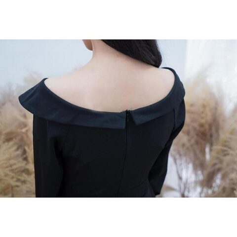Women's Vintage Off Shoulder Black Dress - The Black Ravens