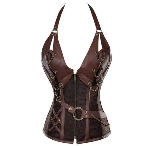 Women's Vintage Patchwork Steampunk Corset - The Black Ravens