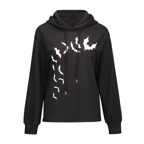 Women's Winter Bat Print Hoodie - The Black Ravens