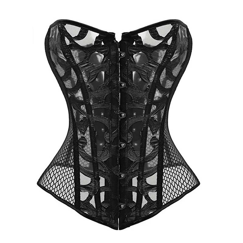 Satin Overbust Lace-Up Bustier Corset